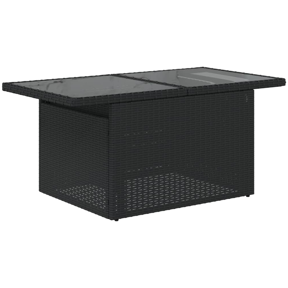Walplus 2 Seater Black Poly Rattan Liftable Glass Top Convertible Garden Dining Table Image 5