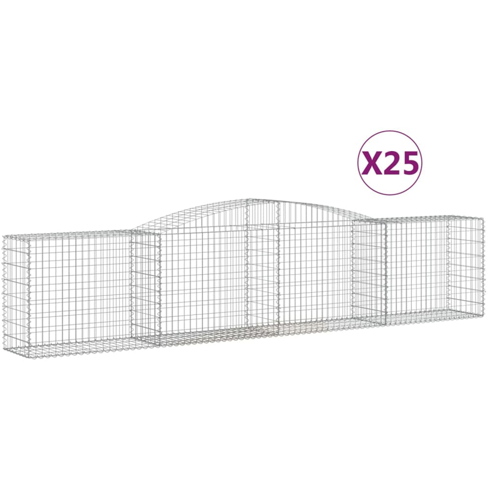 vidaXL Silver Galvanised Iron Arched Gabion Basket 400 x 50 x 80/100cm 25 Pack Image 2