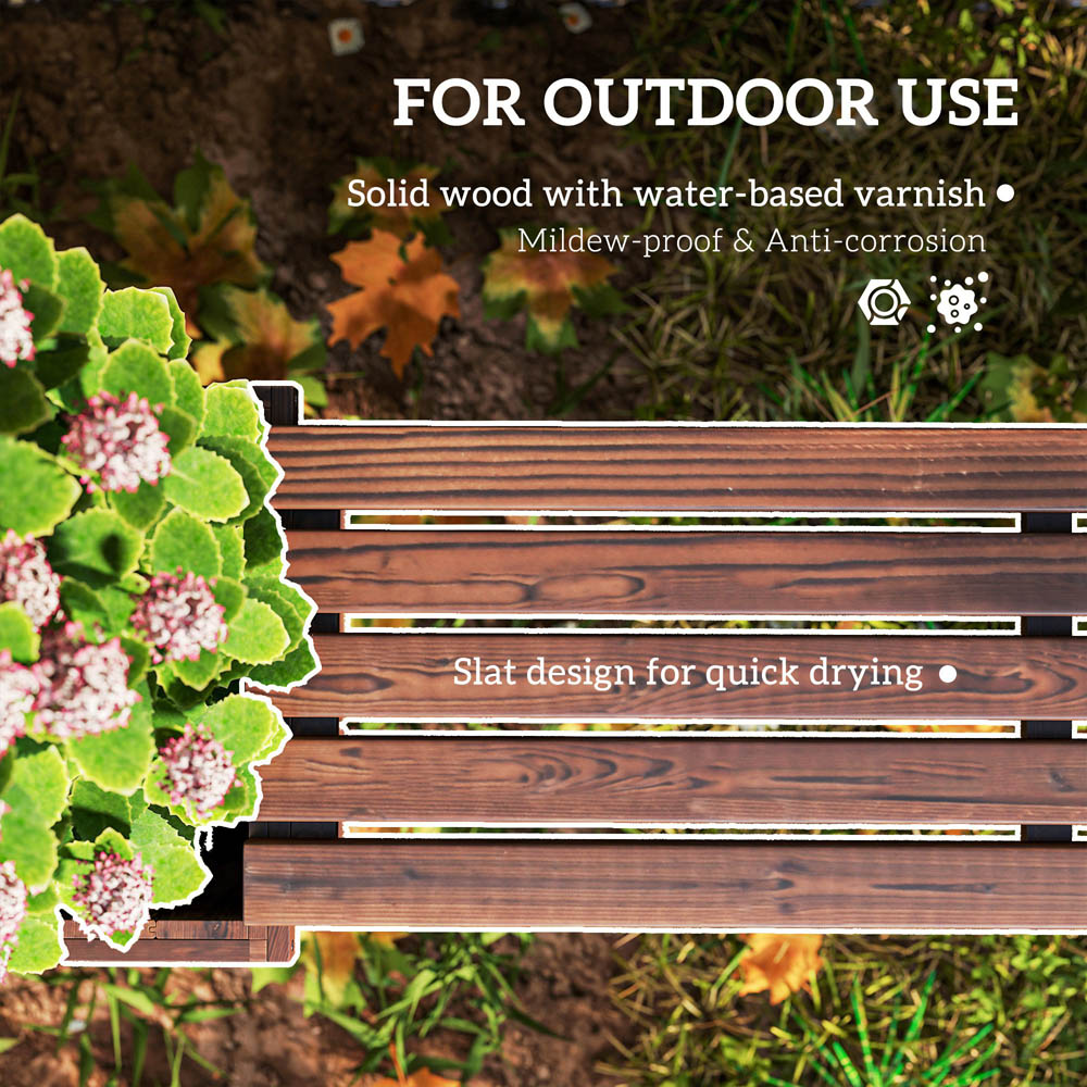 Outsunny Wooden Raised Garden Bed with Bench 40 x 38 x 176cm Image 8