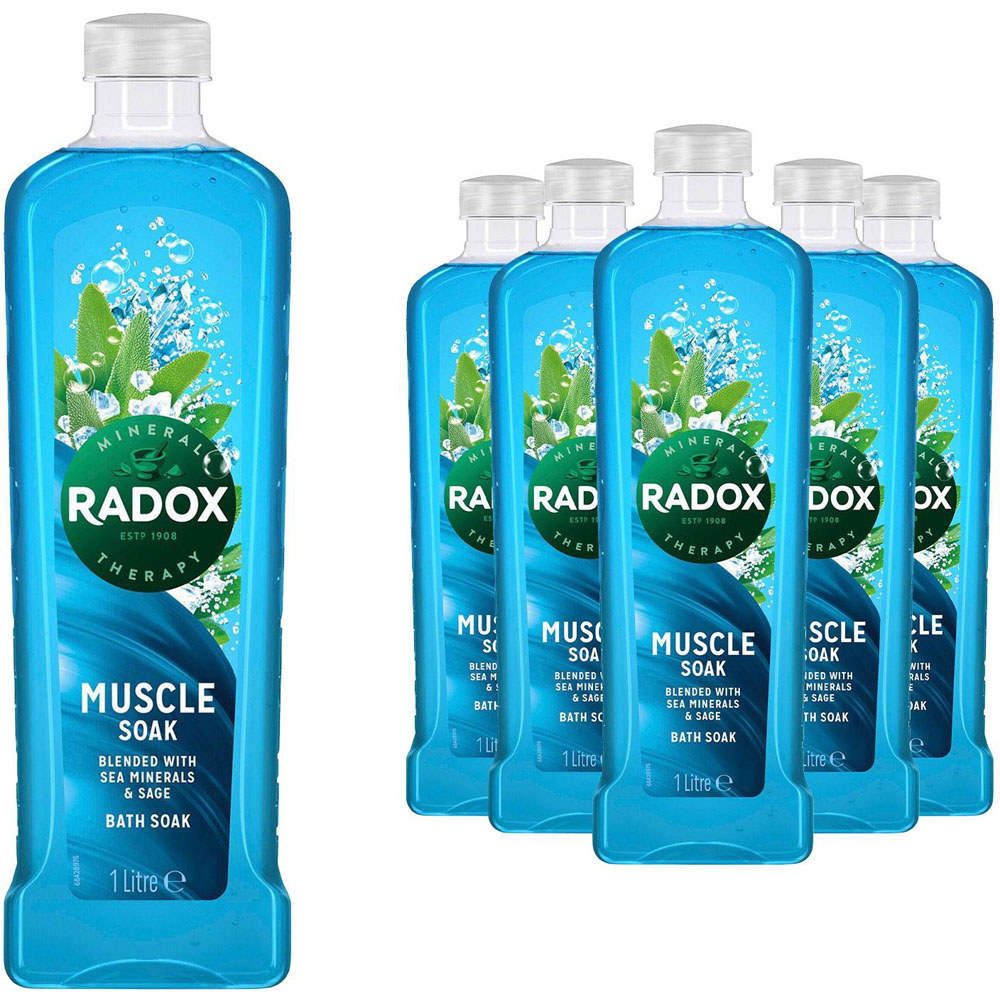 Radox Mineral Therapy Muscle Soak Sea Minerals and Sage Scent Bath Soak 1L 6 Pack Image 1