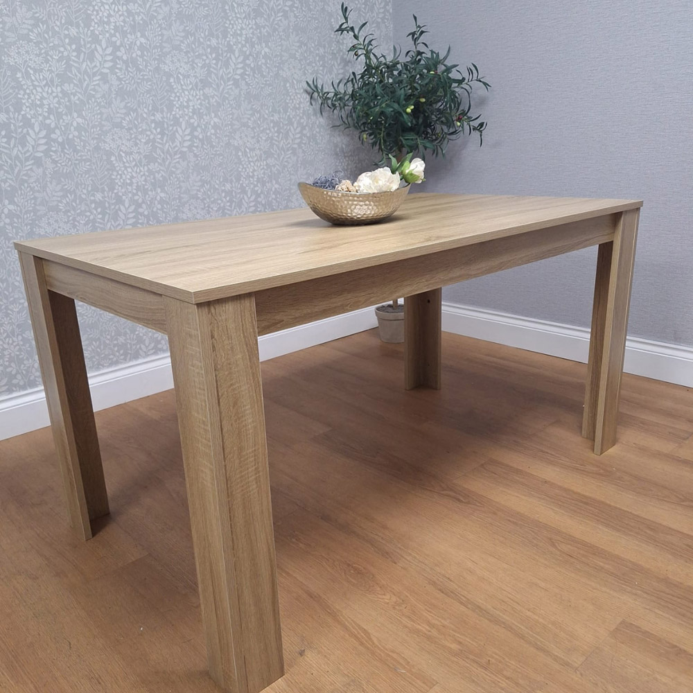 Kosy Koala 4 Seater Faux Leather Dining Set Oak Effect and Grey Image 3