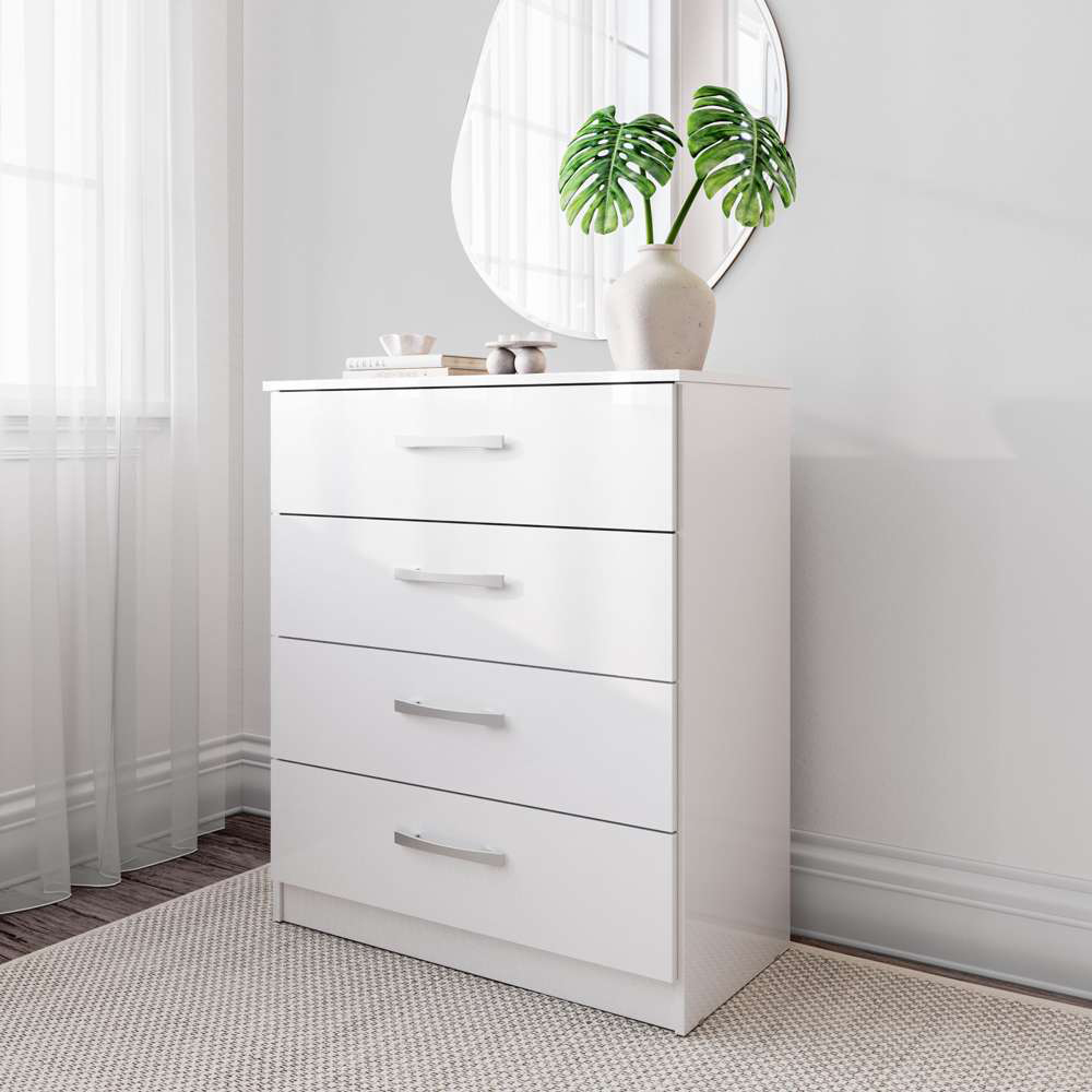 Lynx 4 Drawer White Chest of Drawers Image 3