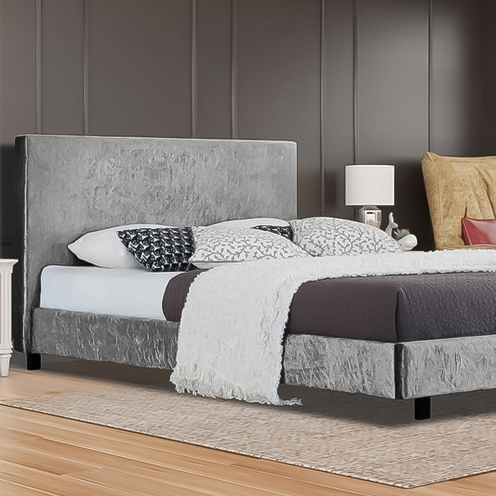 Brooklyn King Size Silver Crushed Velvet Bed Frame Image 2