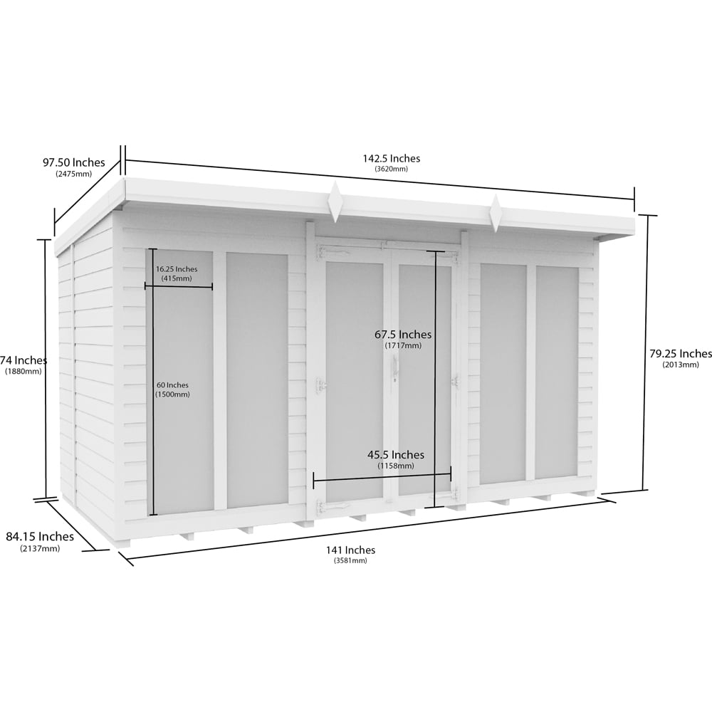 DIY Sheds 12 x 7ft Tongue and Groove Timber Pent Summerhouse Image 7