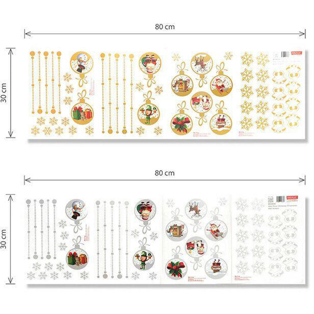 Walplus Gold and Silver Traditional Bauble Bundle Self Adhesive Christmas Wall Stickers 40 Piece Image 5