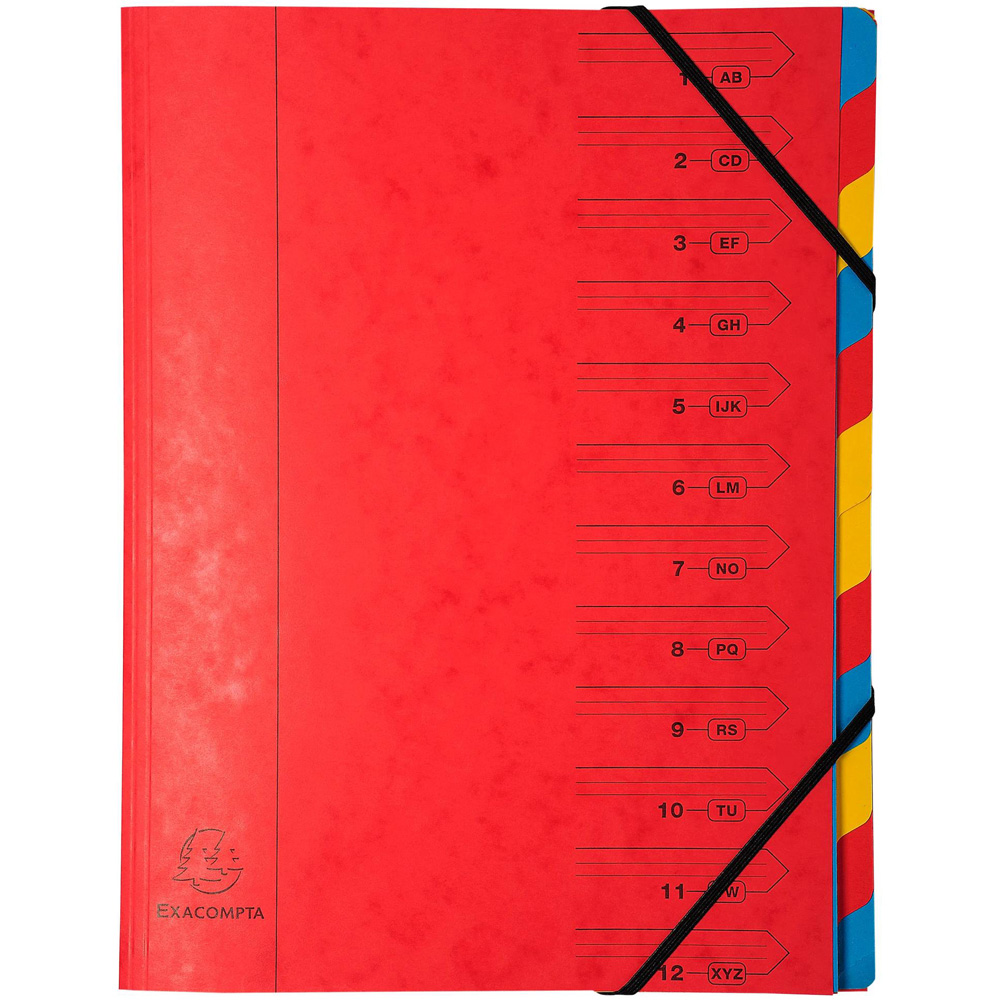 Exacompta Europa A4 12 Section Assorted Colour Multi-Part File 8 Pack Image 3