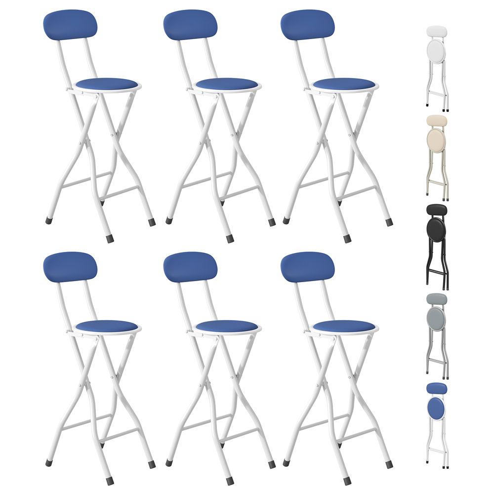 wilko Blue Padded Folding Bar Stool Set of 6 Image 2