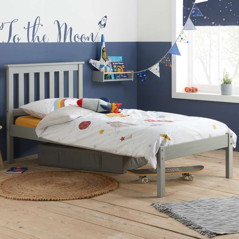 Denver Single Grey Wooden Bed Image 1