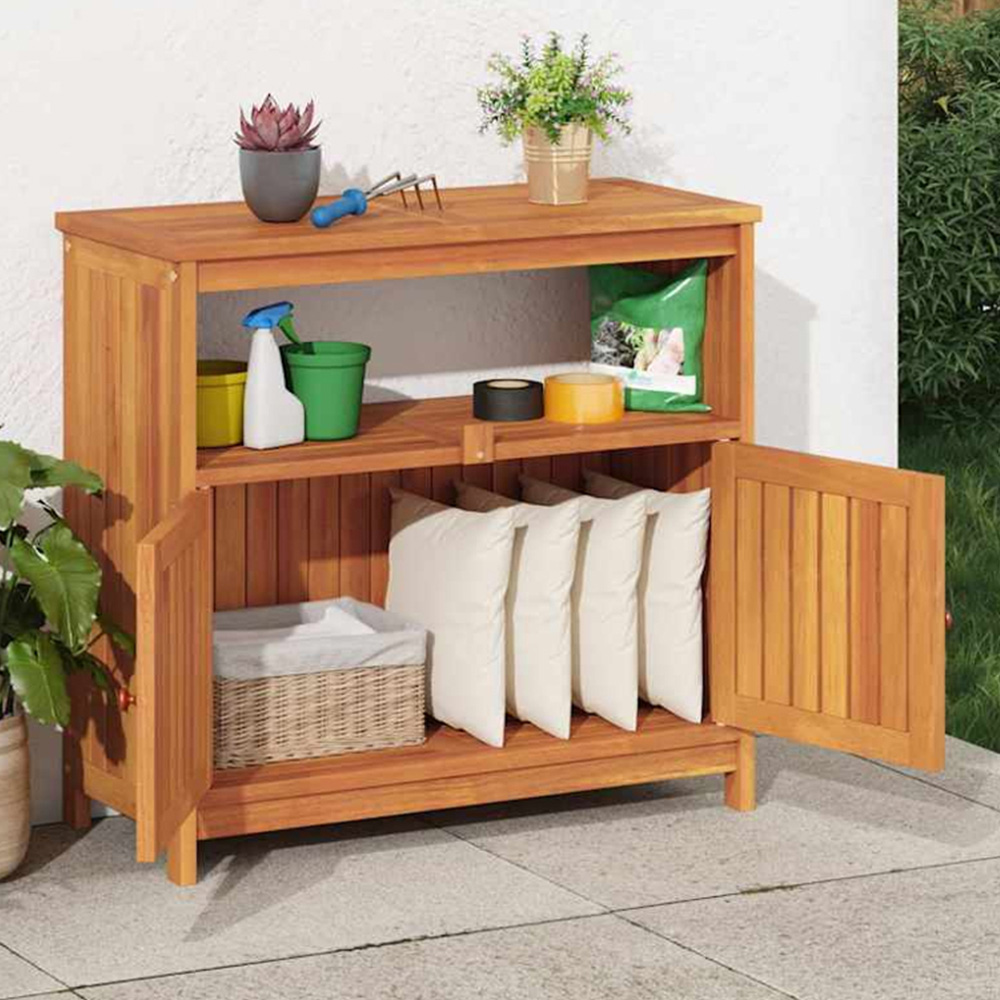 vidaXL 2 Door Single Shelf Garden Console Table Image 1
