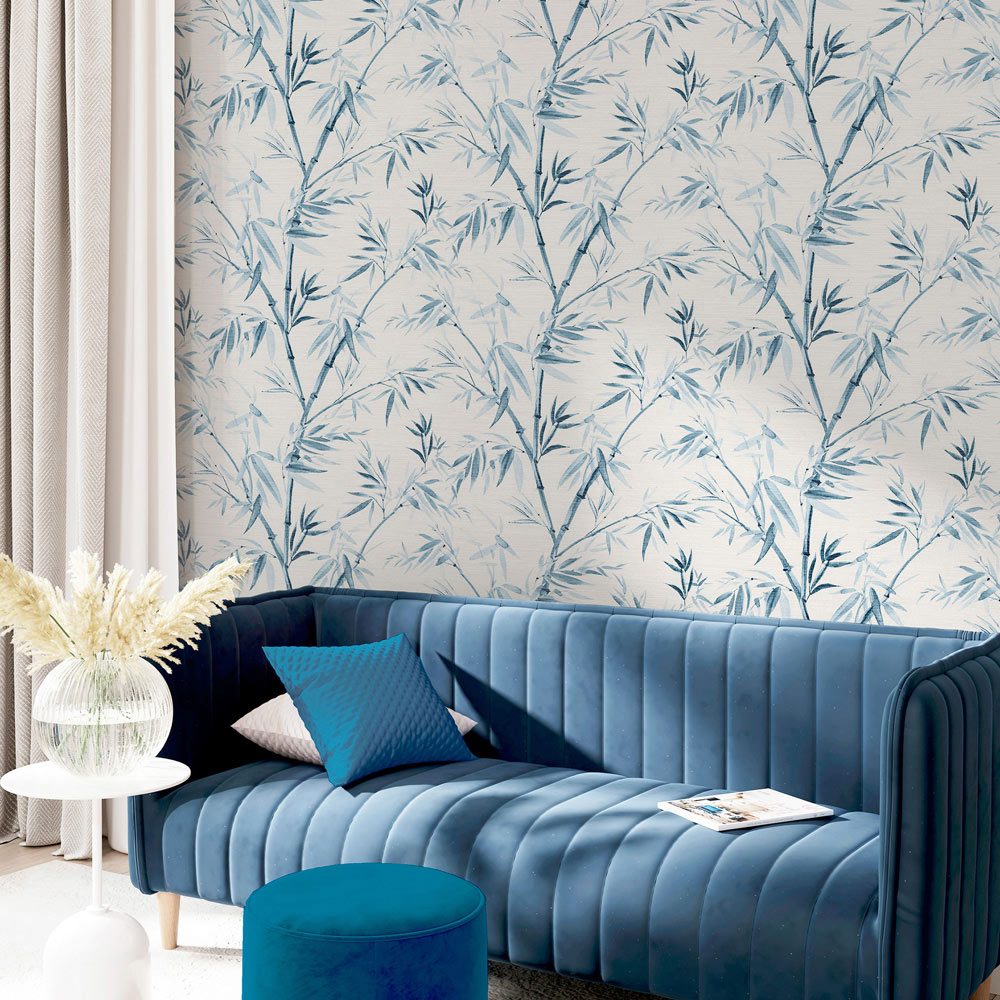 Arthouse Inky Bamboo Chalky Blue Wallpaper Image 4