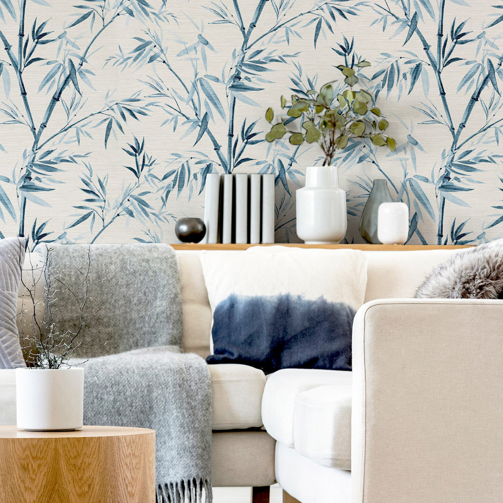 Arthouse Inky Bamboo Chalky Blue Wallpaper Image 3