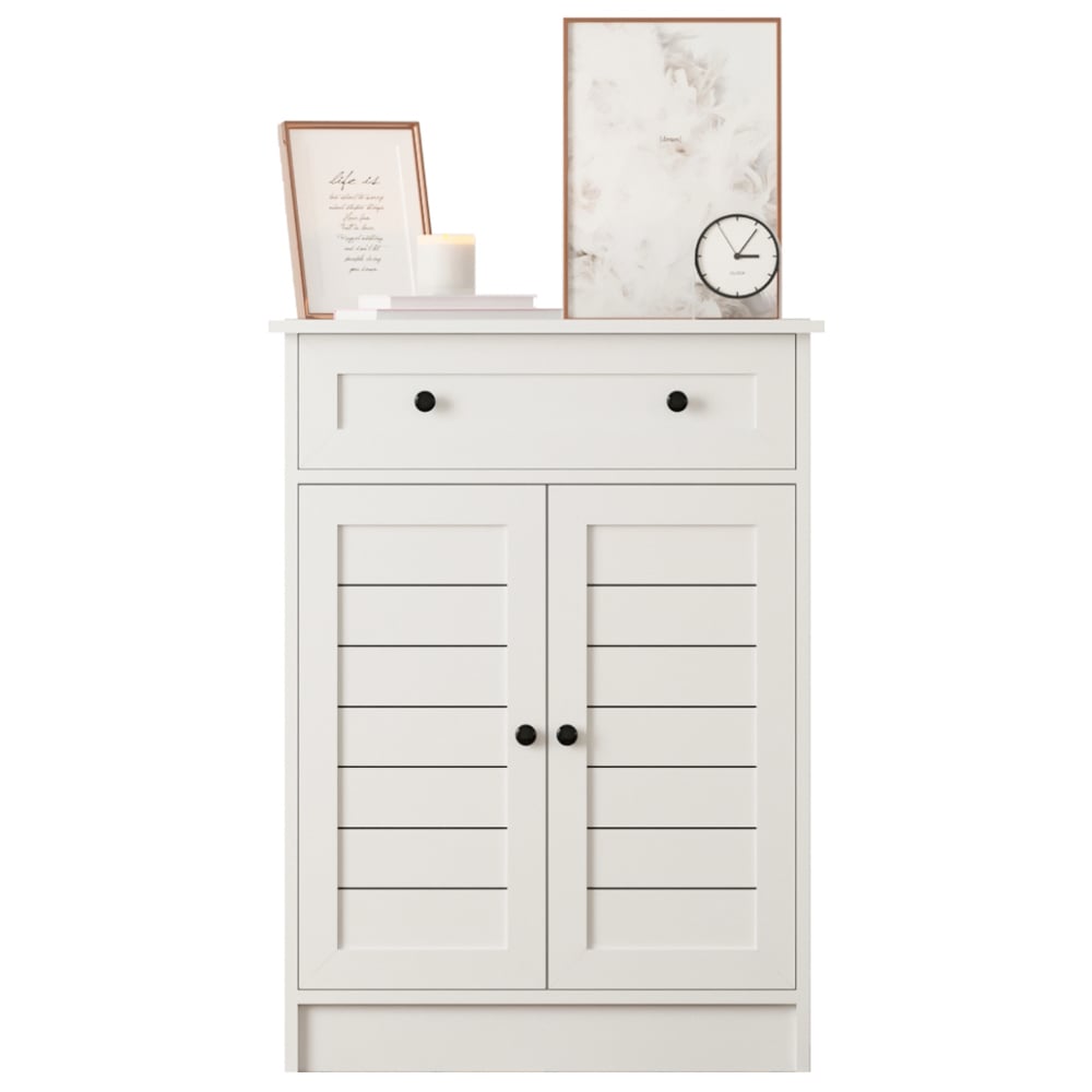 Evu VENICE 2 Door Single Drawer Soft White Sideboard Image 4