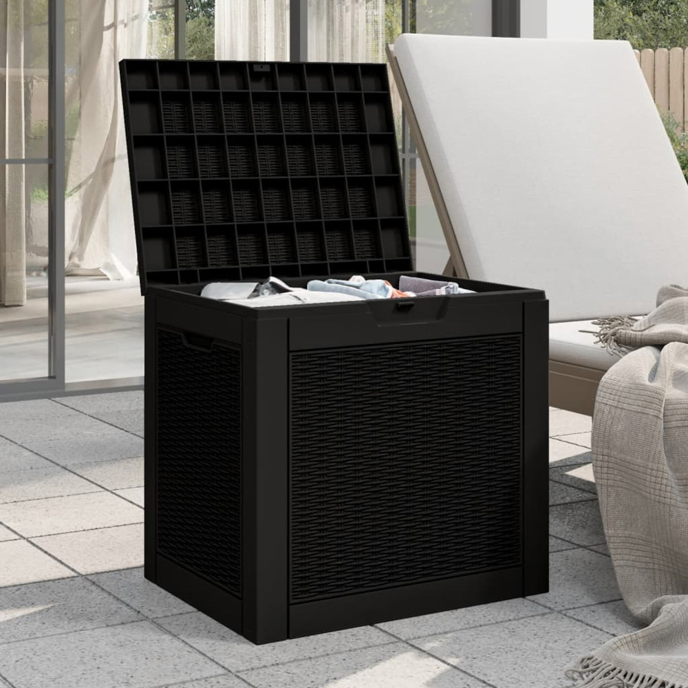 vidaXL 118L Black Polypropylene Garden Storage Box Image 2