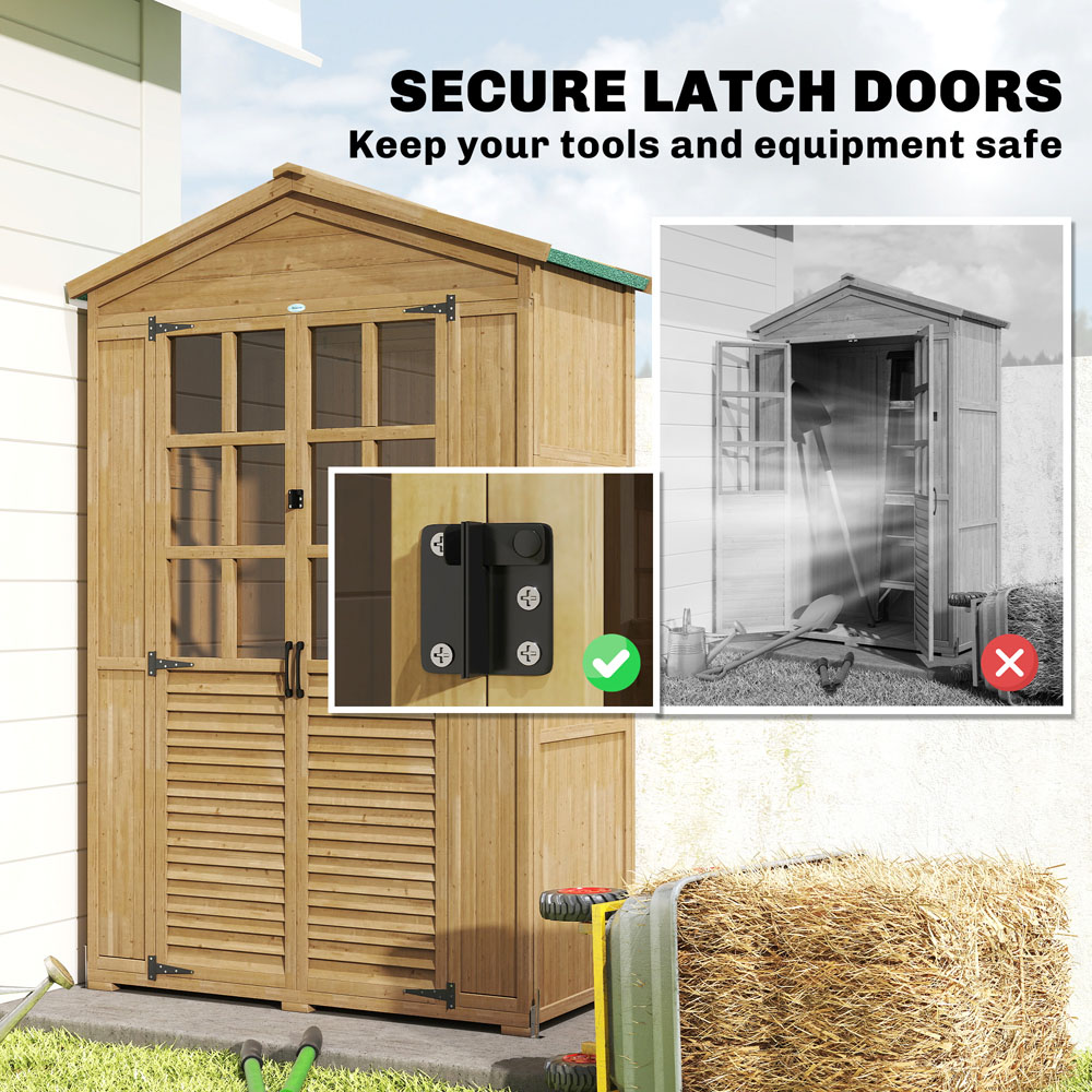 Outsunny 4 x 2ft 3 Shelf Light Brown Apex Garden Storage Shed Image 7