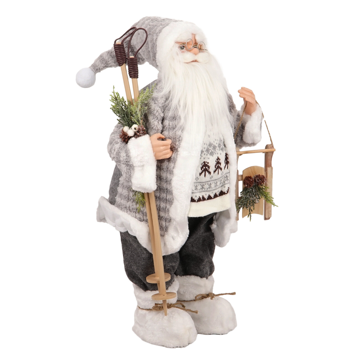 Alpine Lodge Grey Scandi Standing Santa Image 2
