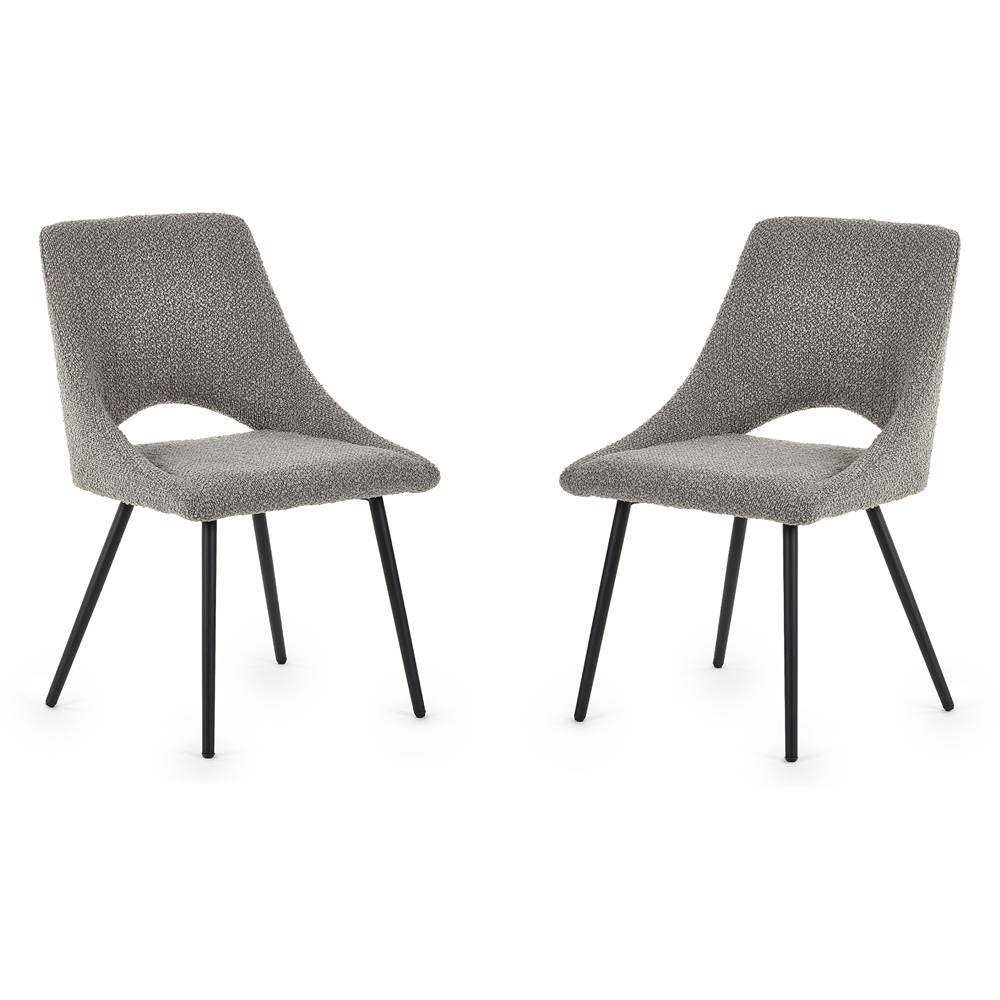 Julian Bowen Grey Iris Boucle Dining Chairs Set of 2 Image 2