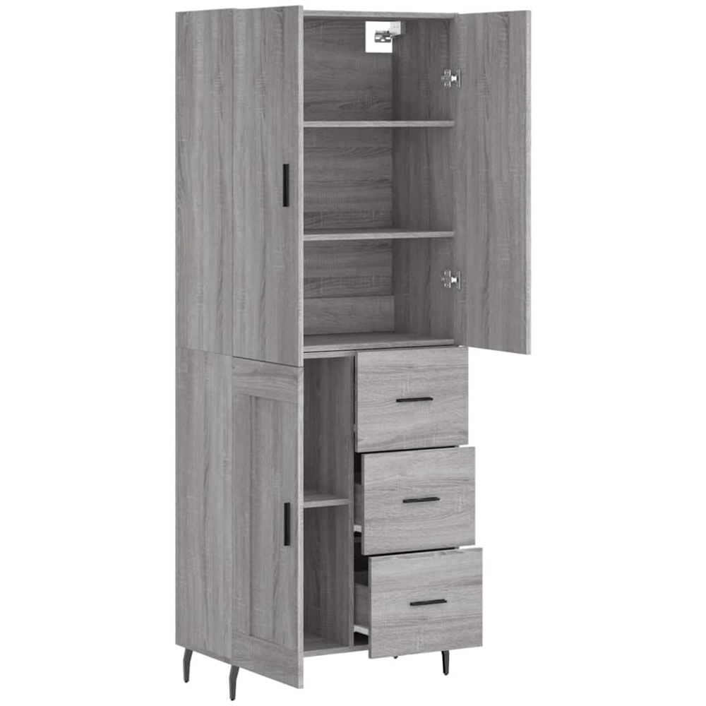 vidaXL 3 Door 3 Drawer Grey Sonoma Highboard Image 4