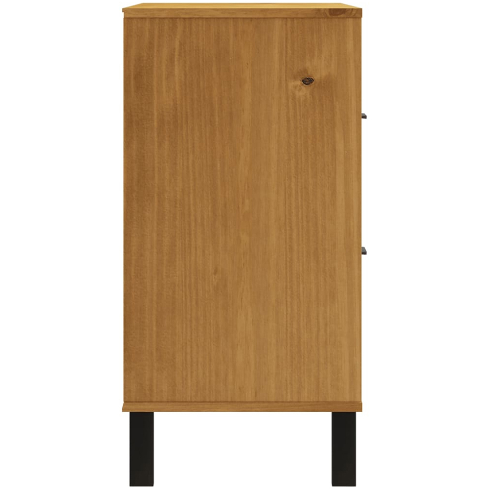 vidaXL Flam 2 Drawer Single Open Shelf Brown Solid Wood Pine Storage Cabinet Image 6