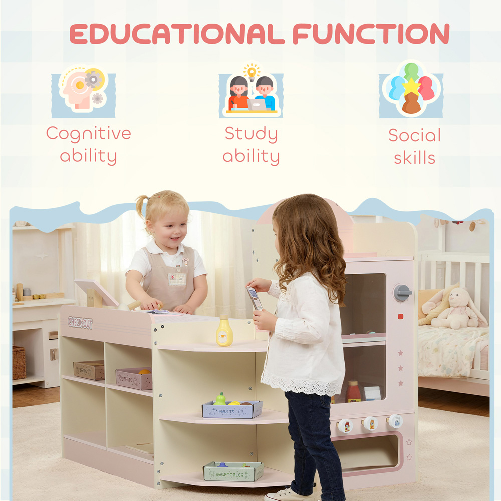 Tommy Toys AIYAPLAY Kids Pink Grocery Store Pretend Play Shop with Cash Register Image 4