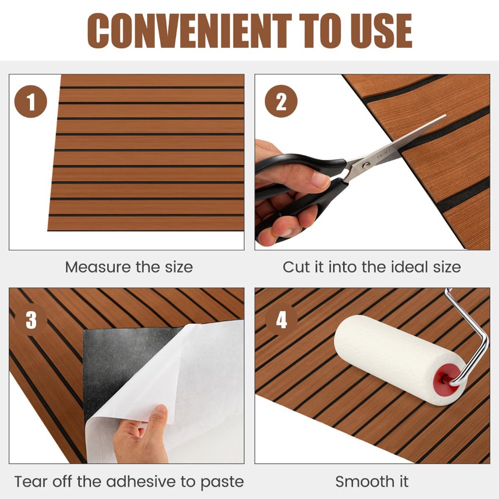 Costway Brown Non Slip Marine Carpeting Mat 240 x 90cm Image 6