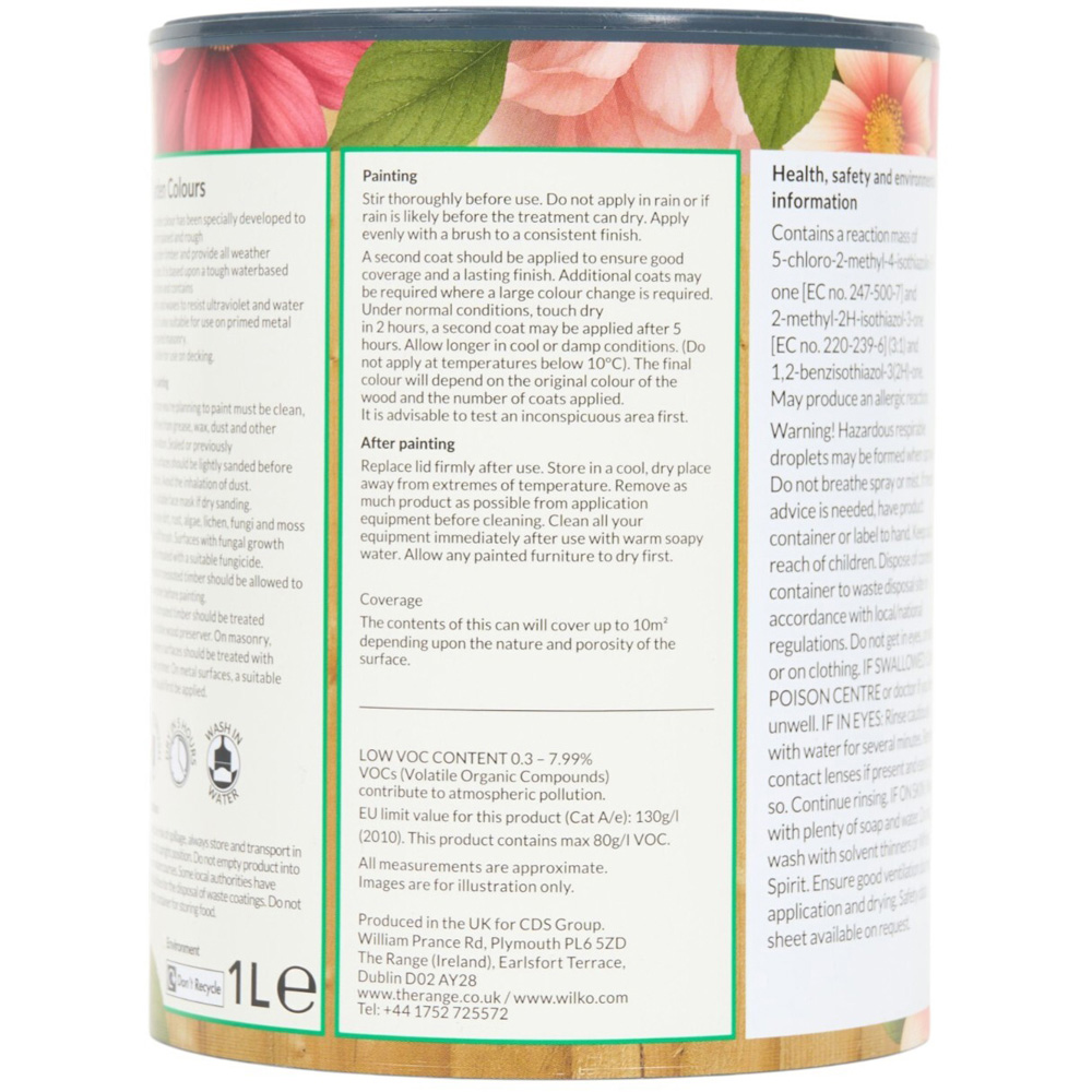 Wilko Garden Colours Sunset Peony Wood Paint 1L Image 2