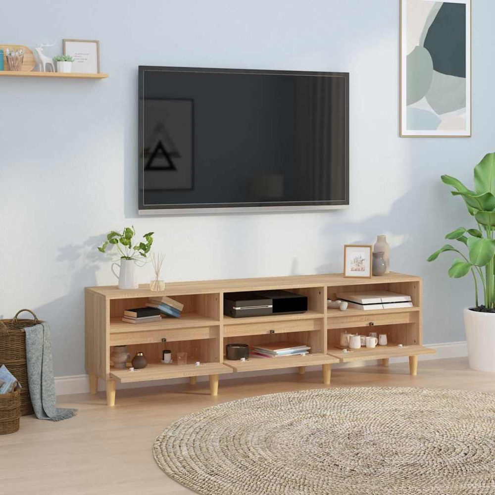 vidaXL 3 Door 3 Shelf Sonoma Oak Wide TV Cabinet Image 3