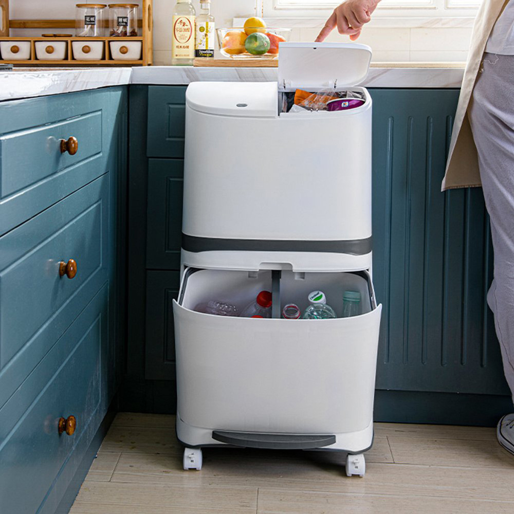 Double Layer 48L Recycling Trash Bin Image 6