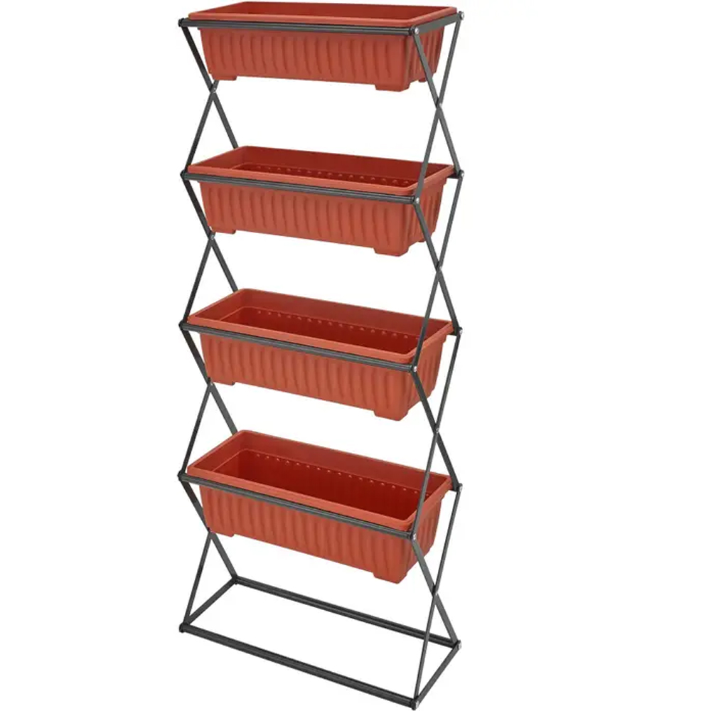 tectake 4 Tier Vertical Flower Box Image 1