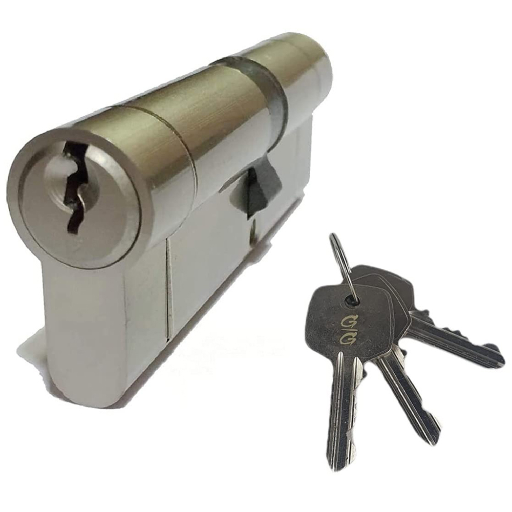 Golden Grace Satin Nickel Door Key Hole Euro Cylinder Lock 70mm Image 1