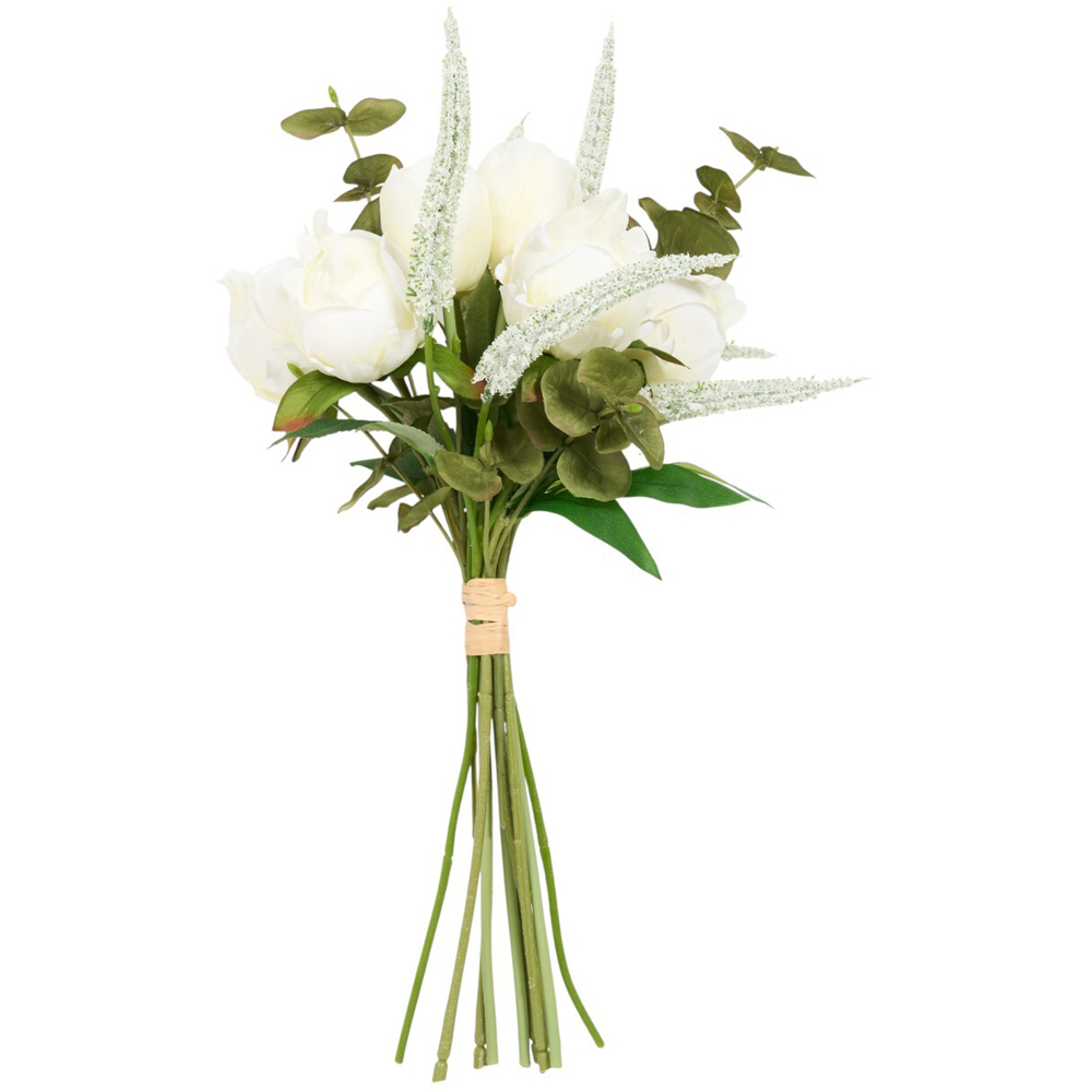 Artificial Peony Bud Salvia and Eucalyptus Bouquet Image 2
