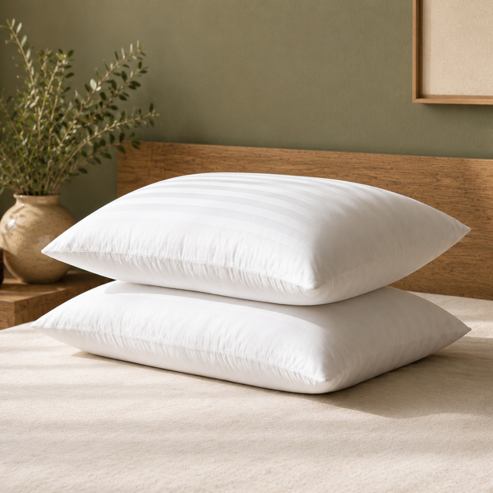 Opulent Home White Striped Soft-Medium Pillow 2 Pack Image 2