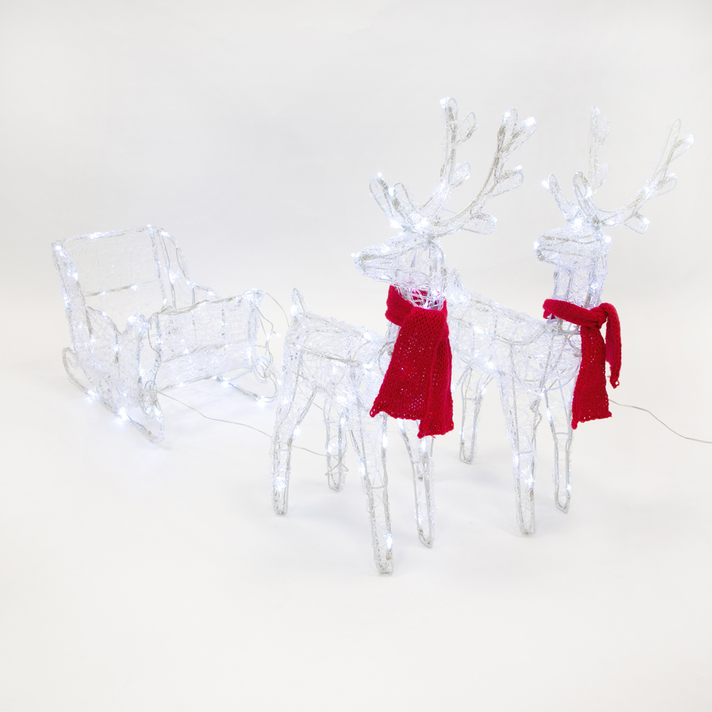 The Christmas Workshop 150 LED Acrylic Reindeers with Sleigh 5.2ft Image 2