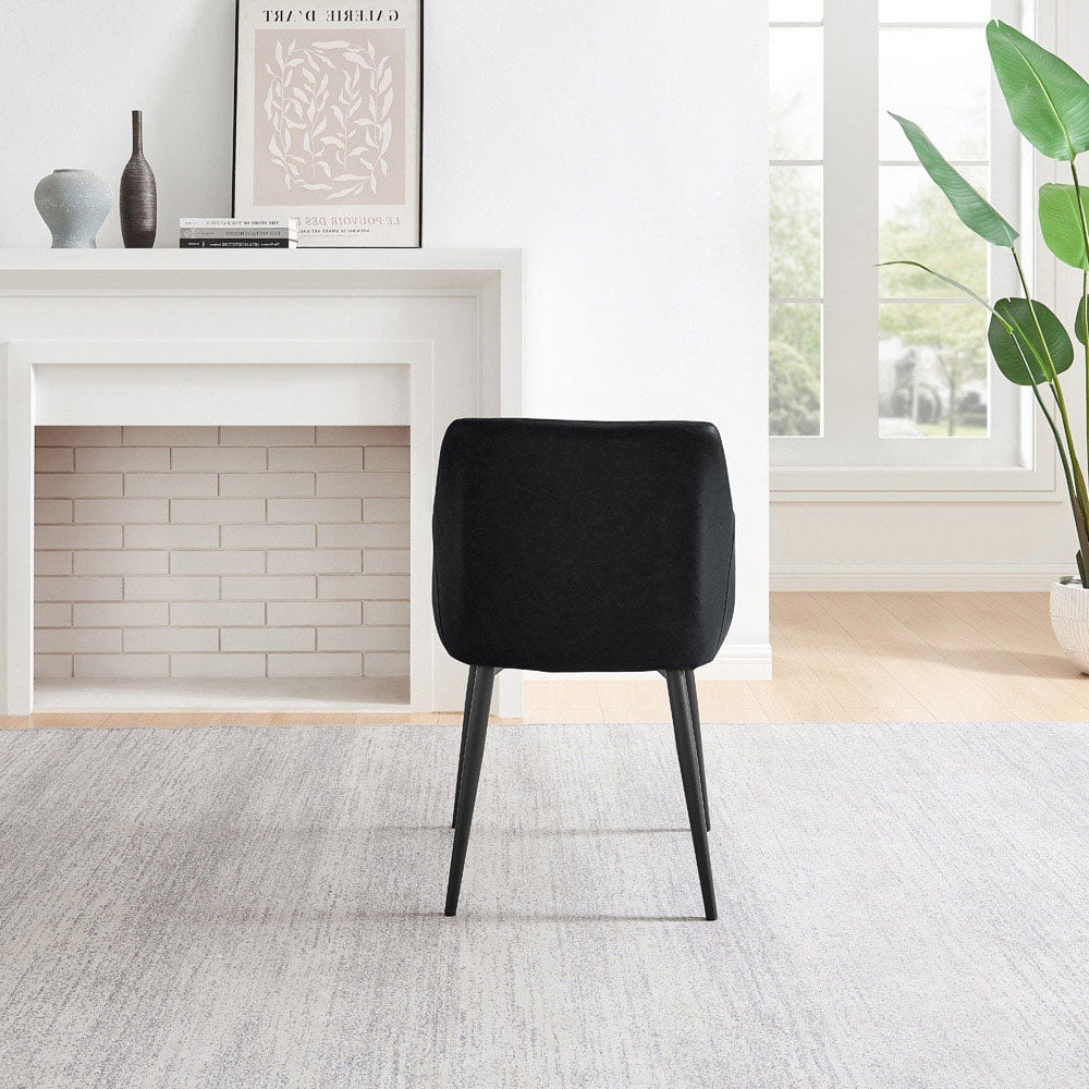 Furniturebox Cori Set of 2 Black Faux Leather Dining Chair Image 6