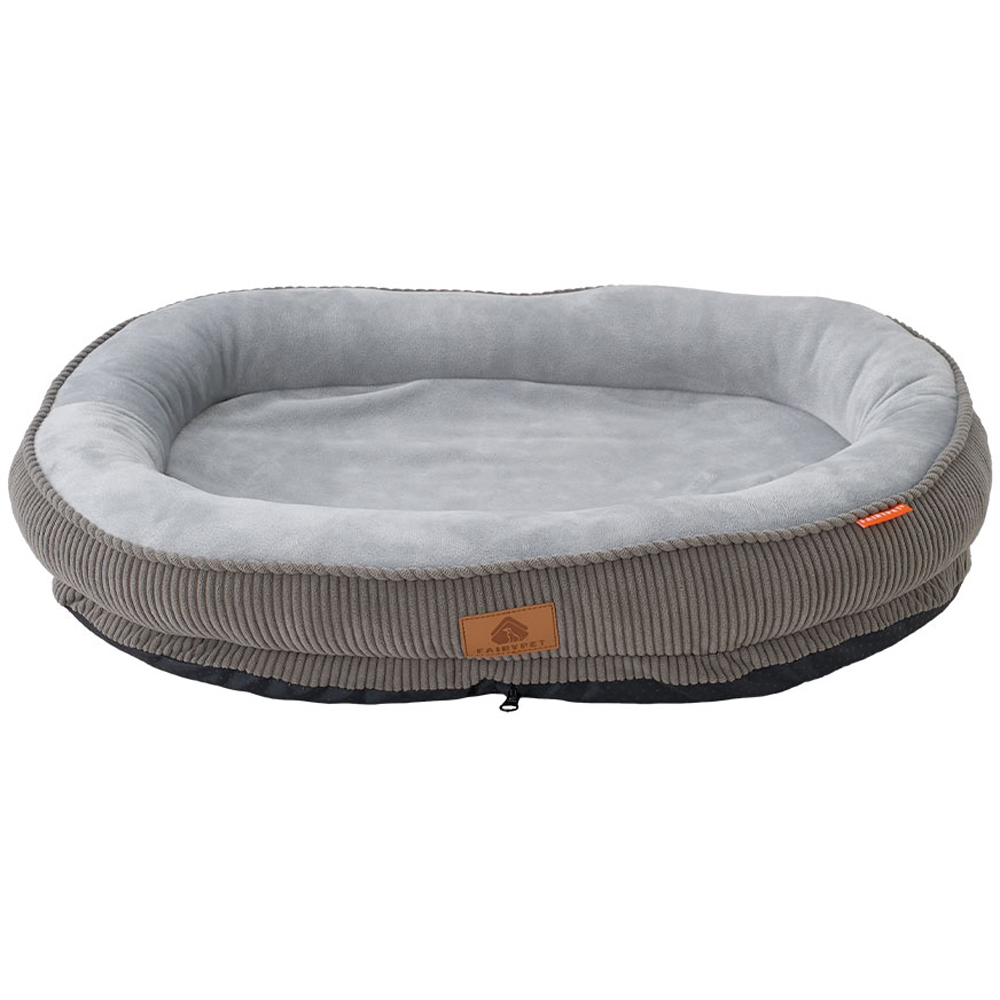 H&O Direct 75cm Grey Corduroy Dog Cuddle Bed Image 1