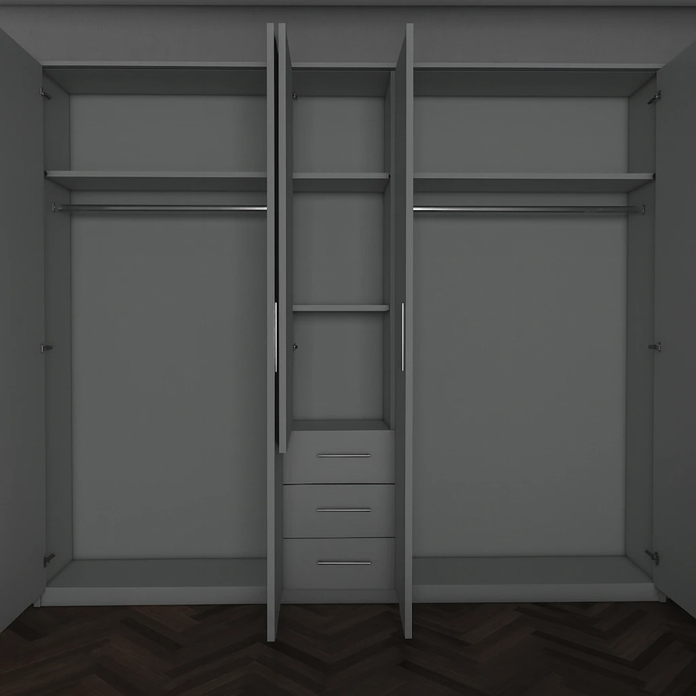TJ'S Venice 5 Door 3 Drawer Grey Wardrobe Image 3