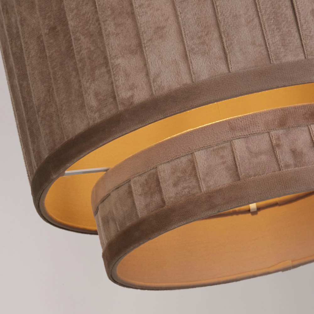 Lighting Collection Aurelia Taupe Velvet Wide Pleat Ceiling Shade Image 4