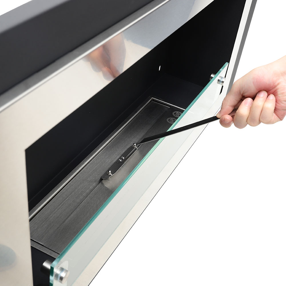 Living and Home Stainless Steel Rectangular Wall Mounted Ethanol Fireplace Image 6