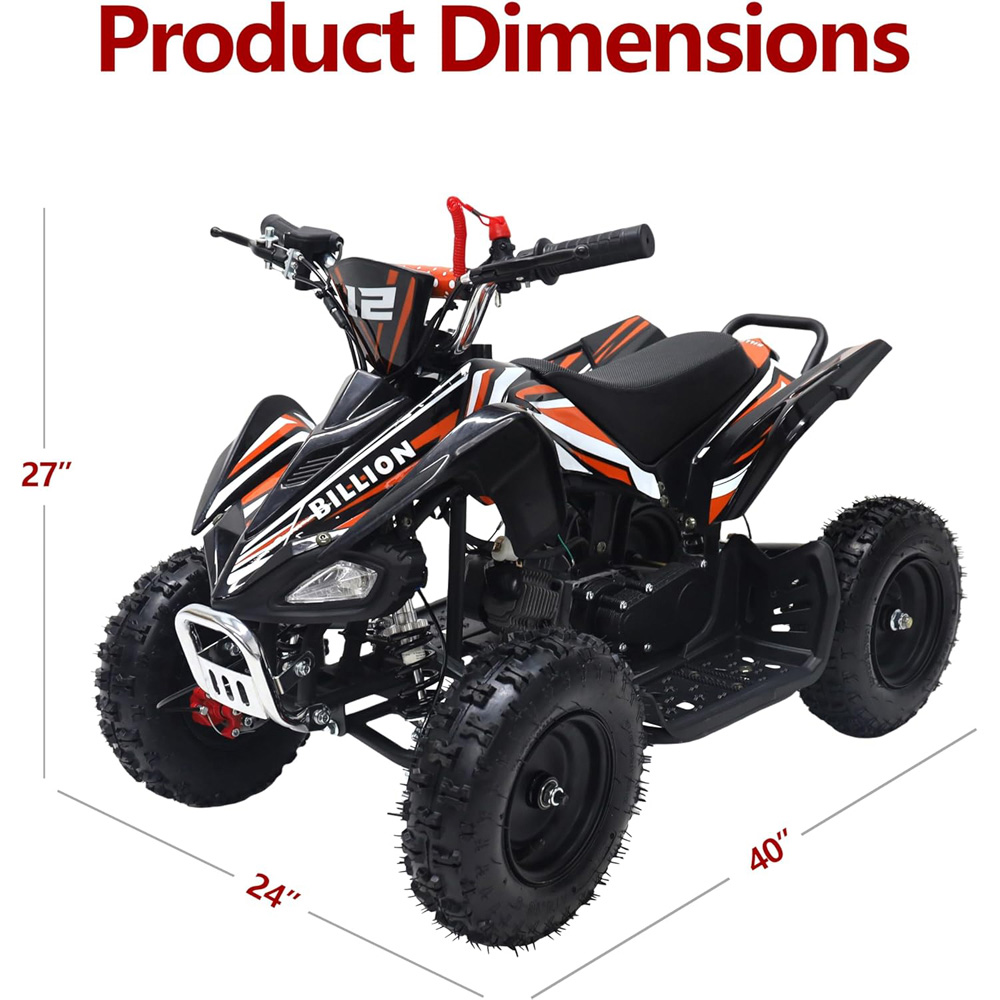 Alivio Kids Orange 49cc 2-Stroke Engine Mini Petrol Quad Bike with Disc Brake 1.8L Image 9