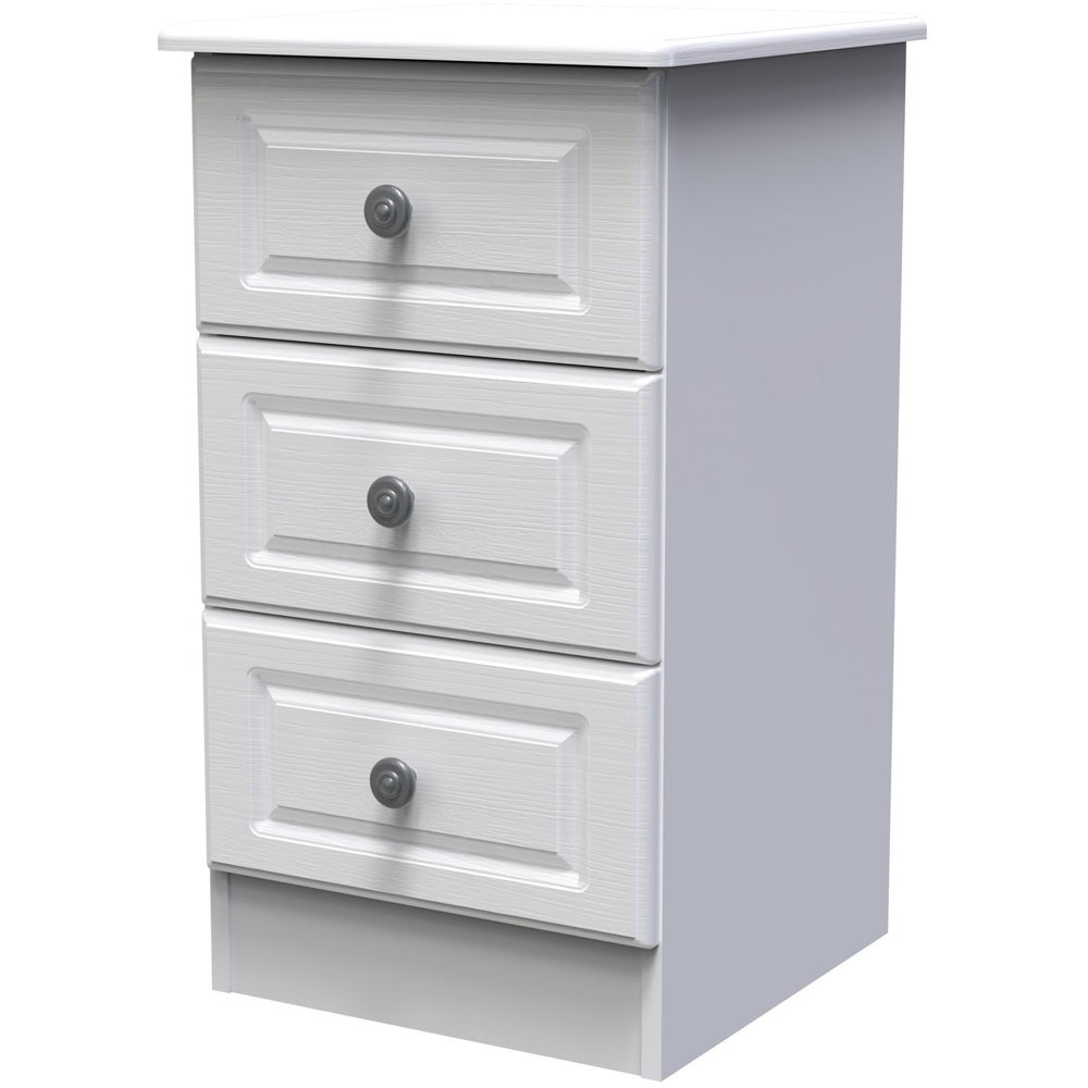 Crowndale Pembroke 3 Drawer Matt White Bedside Cabinet Ready Assembled Image 3