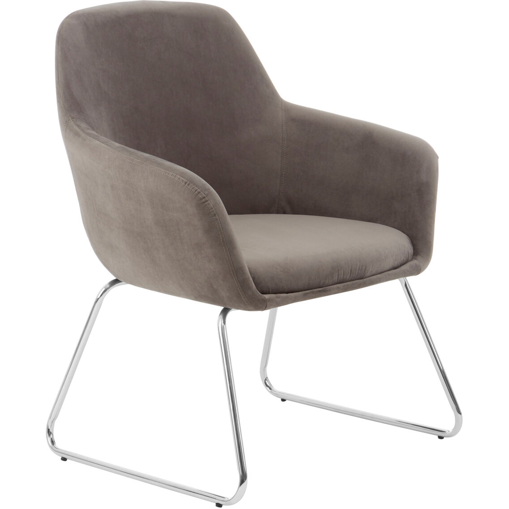 Premier Housewares Stockholm Chrome and Grey Velvet Dining Chair Image 2