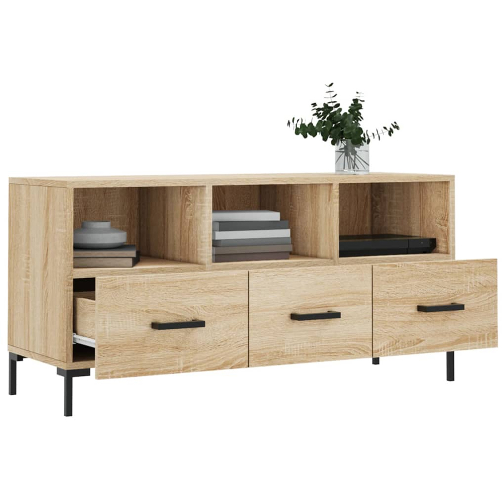 vidaXL 3 Drawer 3 Shelf Sonoma Oak TV Cabinet Image 4