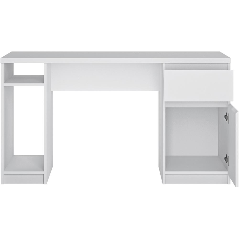 Florence Fribo Single Door Single Drawer Twin Pedestal Desk Alpine White Image 3