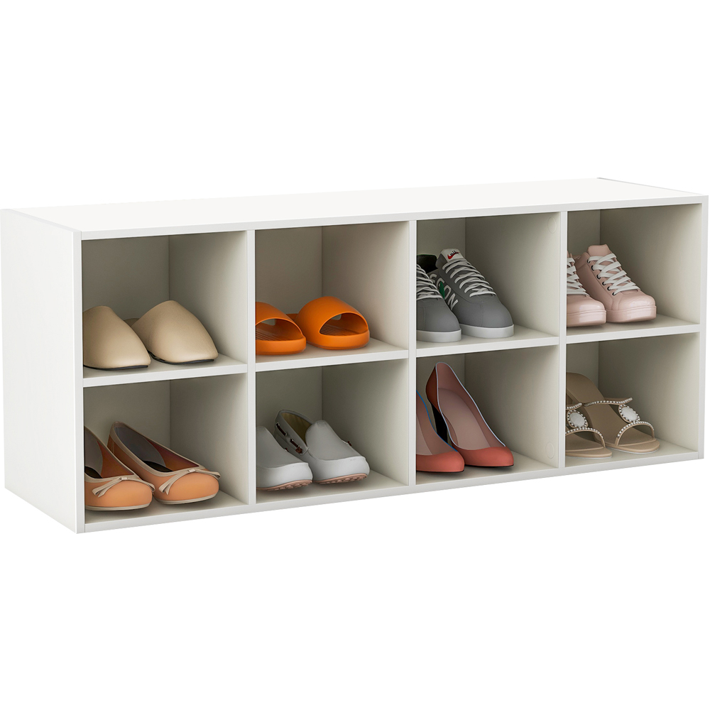 Costway 8 Cube White Shoe Bench Image 3