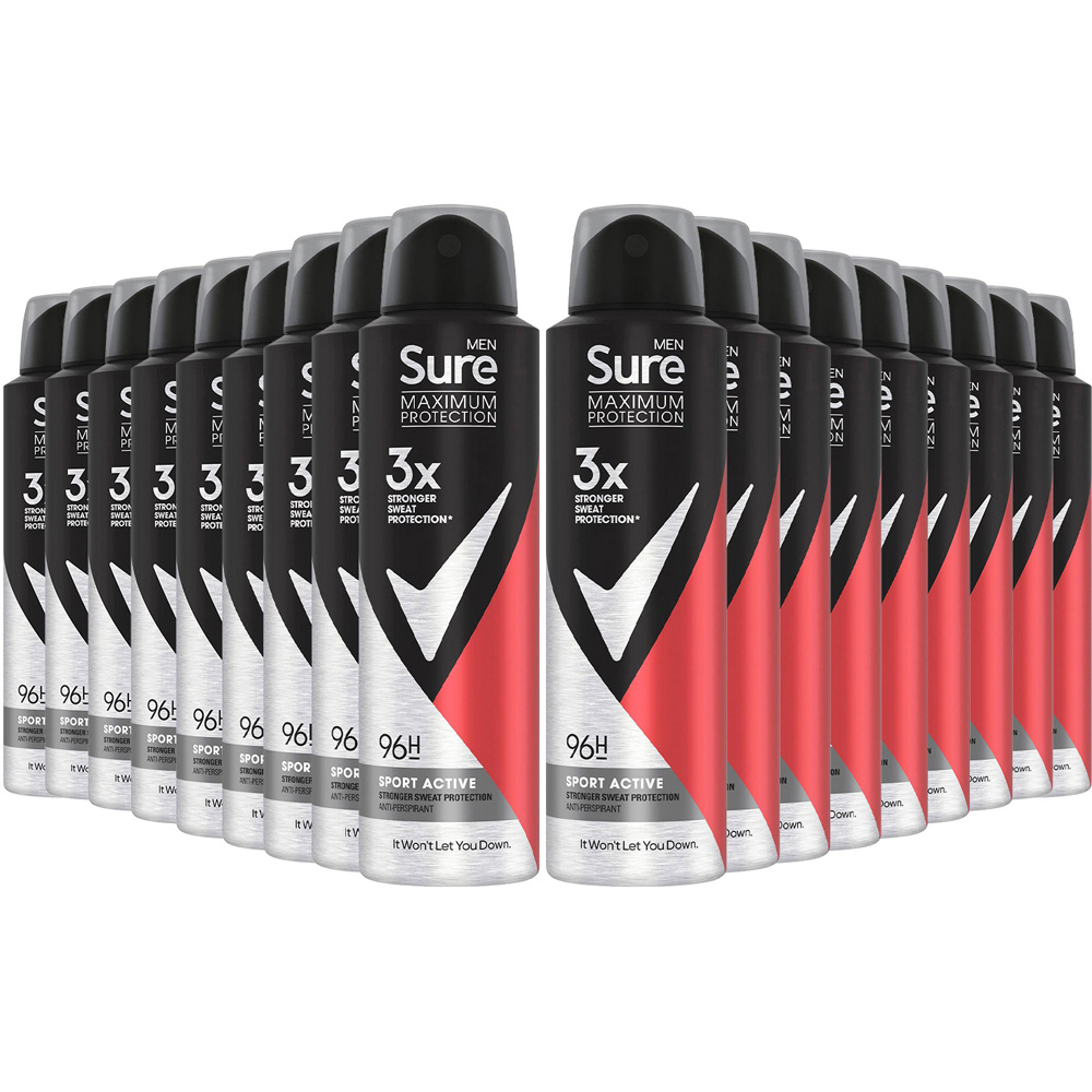 Sure Men 96H Protection Anti-Perspirant Sport Active Deodorant 150ml 18 Pack Image 1
