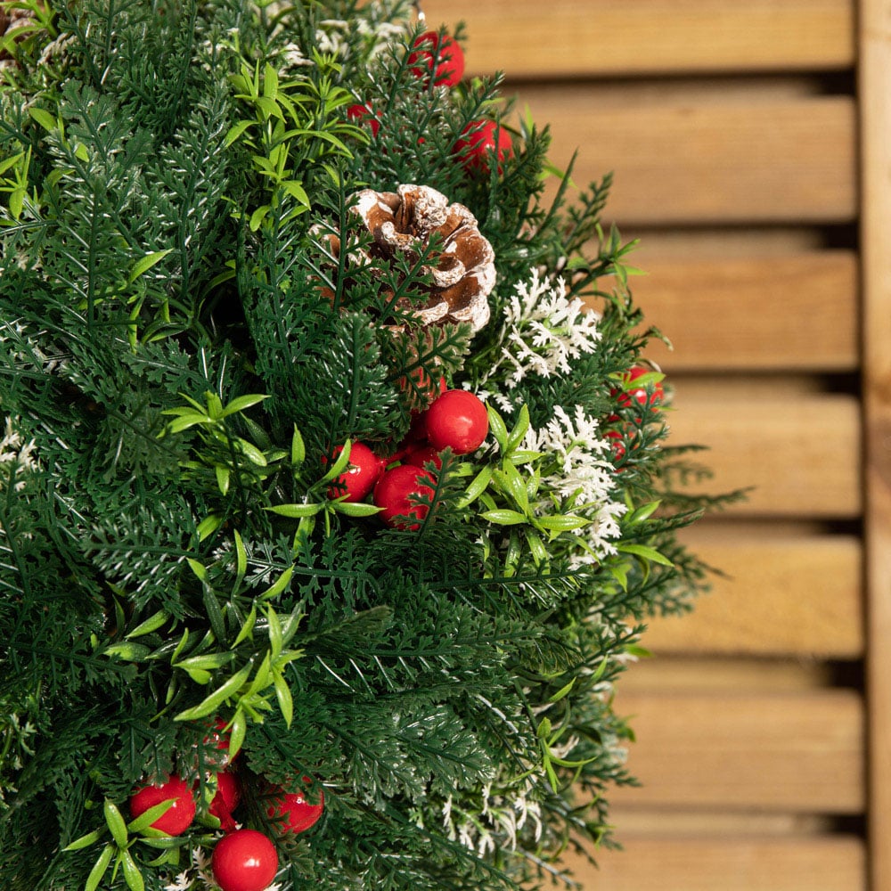 Samuel Alexander Plastic Christmas Ball 30cm with Red Berries and Pinecones Image 3