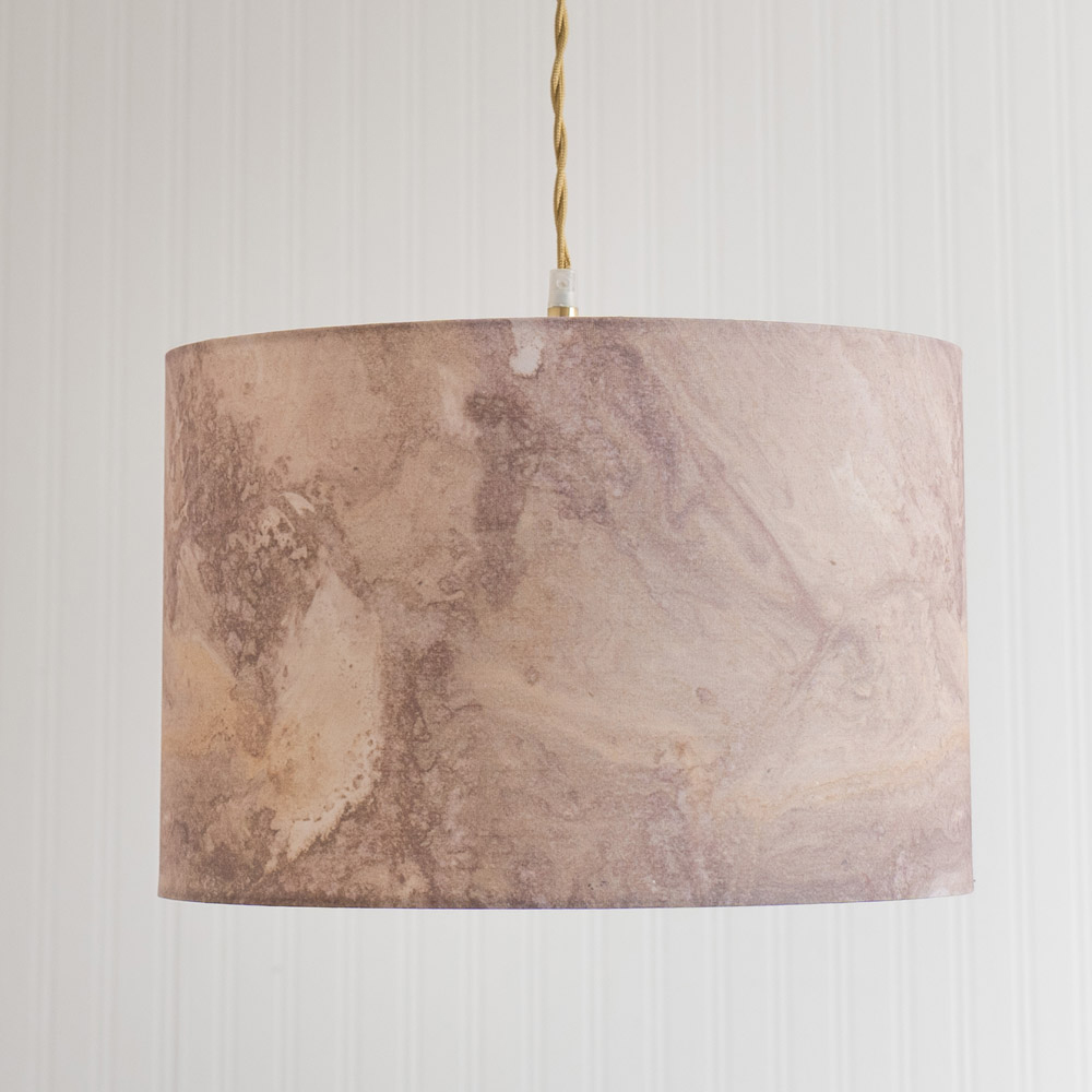 ValueLights Leanne Marble Effect Fabric Drum Easy Fit Ceiling Pendant Lamp Shade Image 4