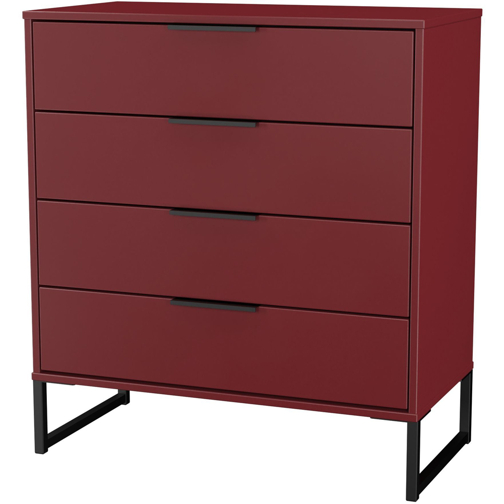Crowndale Hong Kong 4 Drawer Red Matt Chest of Drawers Ready Assembled Image 2