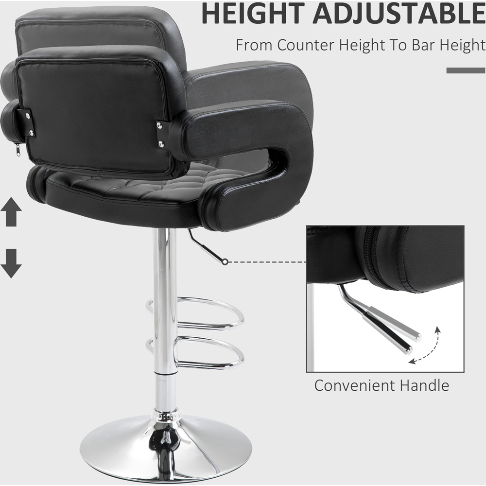 Portland Black PU Leather Height Adjustable Swivel Bar Stool Image 5