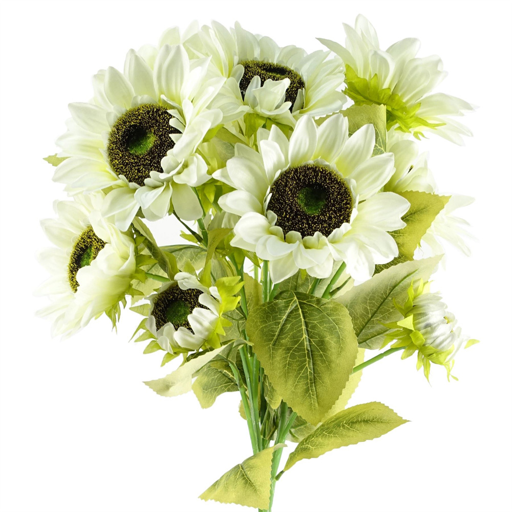 Leaf White Sunflower Single Stem Artificial Flower 2.9ft 6 Pack Image 5