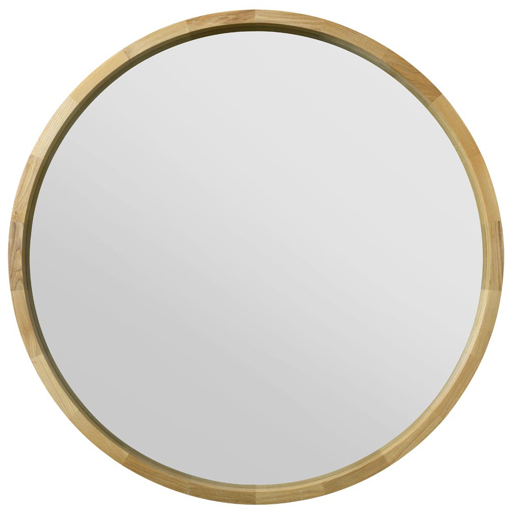 The Naturalis Solid Oak Round Deep Dish Framed Mirror 90 x 90cm Image 1